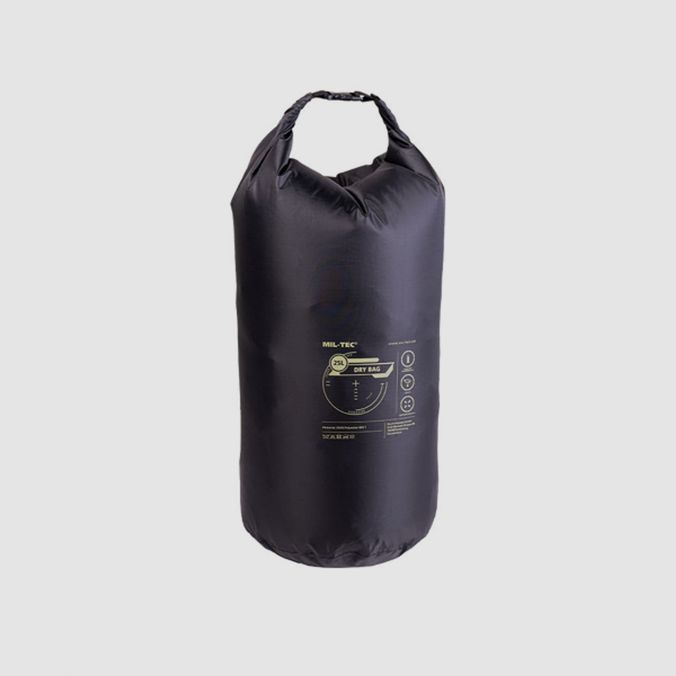 Dry Bag - 25 Liter - wasserfest - Schwarz - Packsack - Schutz vor Regen und Feuchtigkeit