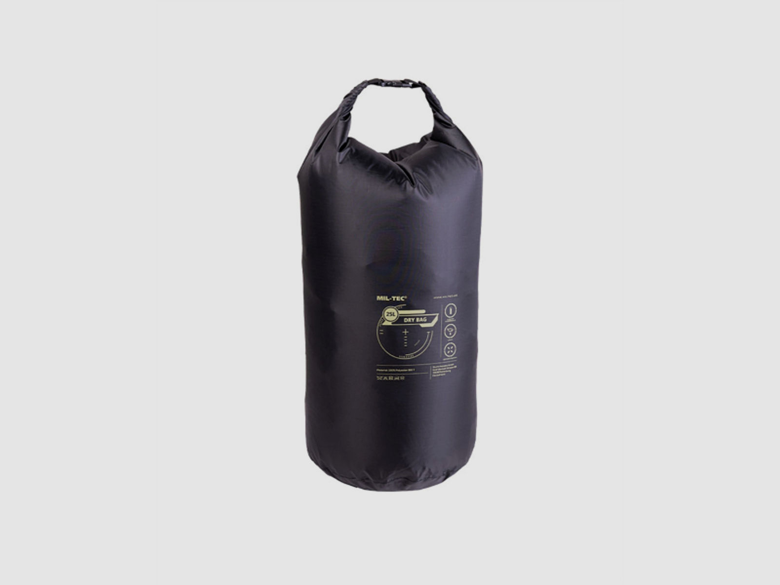 Dry Bag - 25 Liter - wasserfest - Schwarz - Packsack - Schutz vor Regen und Feuchtigkeit