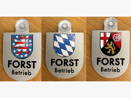 Autoschild für Windschutzscheibe Forstbetrieb ALU Wappenschild Forstbetriebschild mit Landeswappen