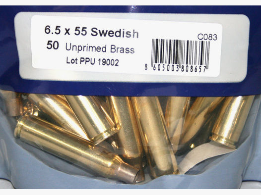 50 Stück > NEUE PPU/PrviPartizan Langwaffenhülsen 6,5x55 Swedish | Boxerzündung Unprimed Brass #C083