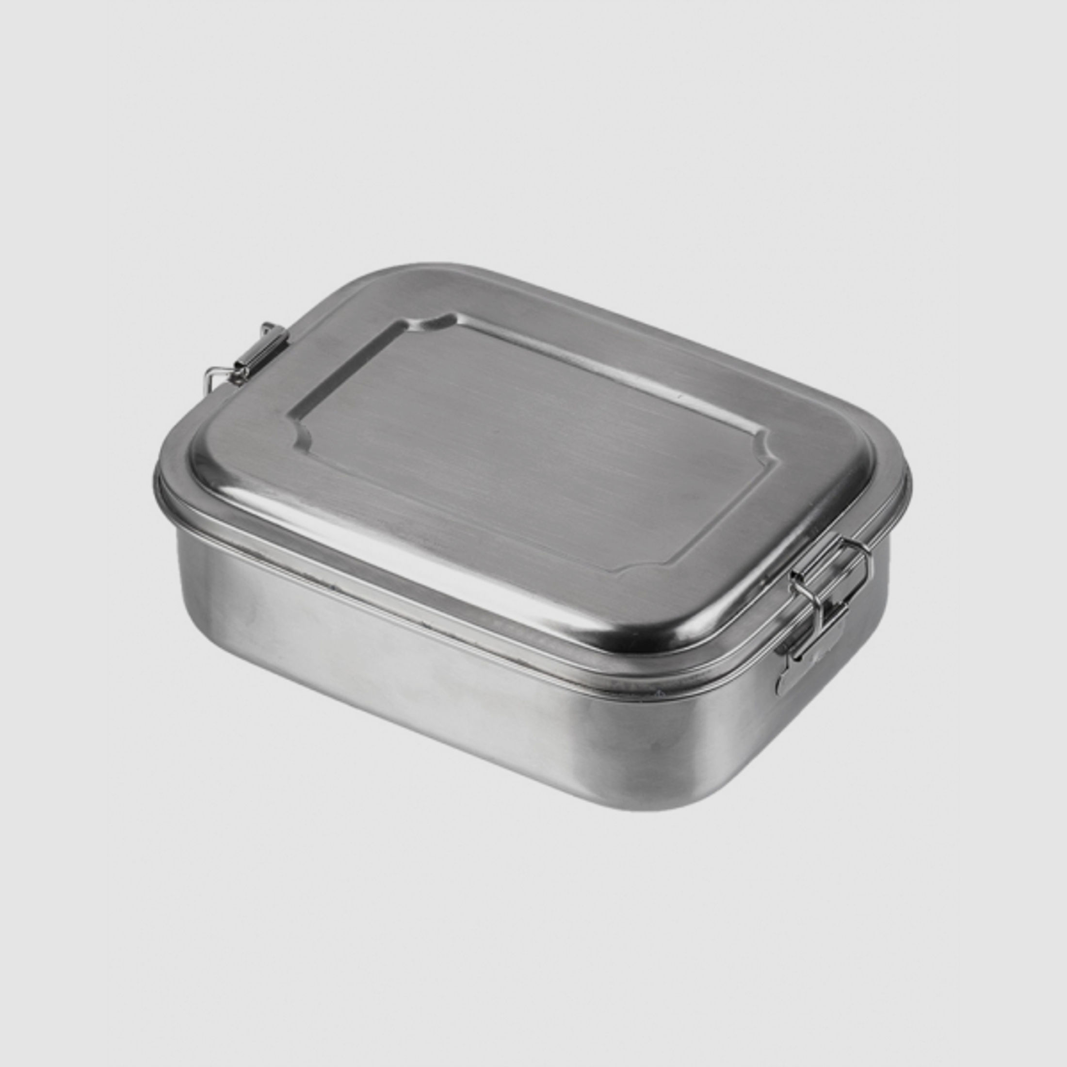 Brotbüchse / Köderdose 16x13x6,2cm Edelstahl mit Clips - Lunchbox / Utensilienkiste f. Ersatzteile