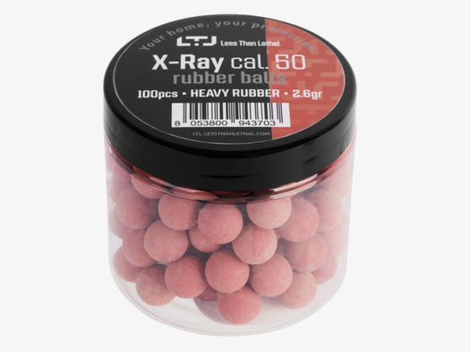 100er Dose LTL X-RaY Heavy Rubber Balls CAL. 50 Gummikugeln less then lethal Munition Home Defence !