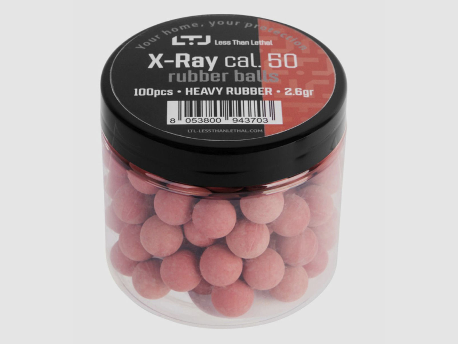 100er Dose LTL X-RaY Heavy Rubber Balls CAL. 50 Gummikugeln less then lethal Munition Home Defence !