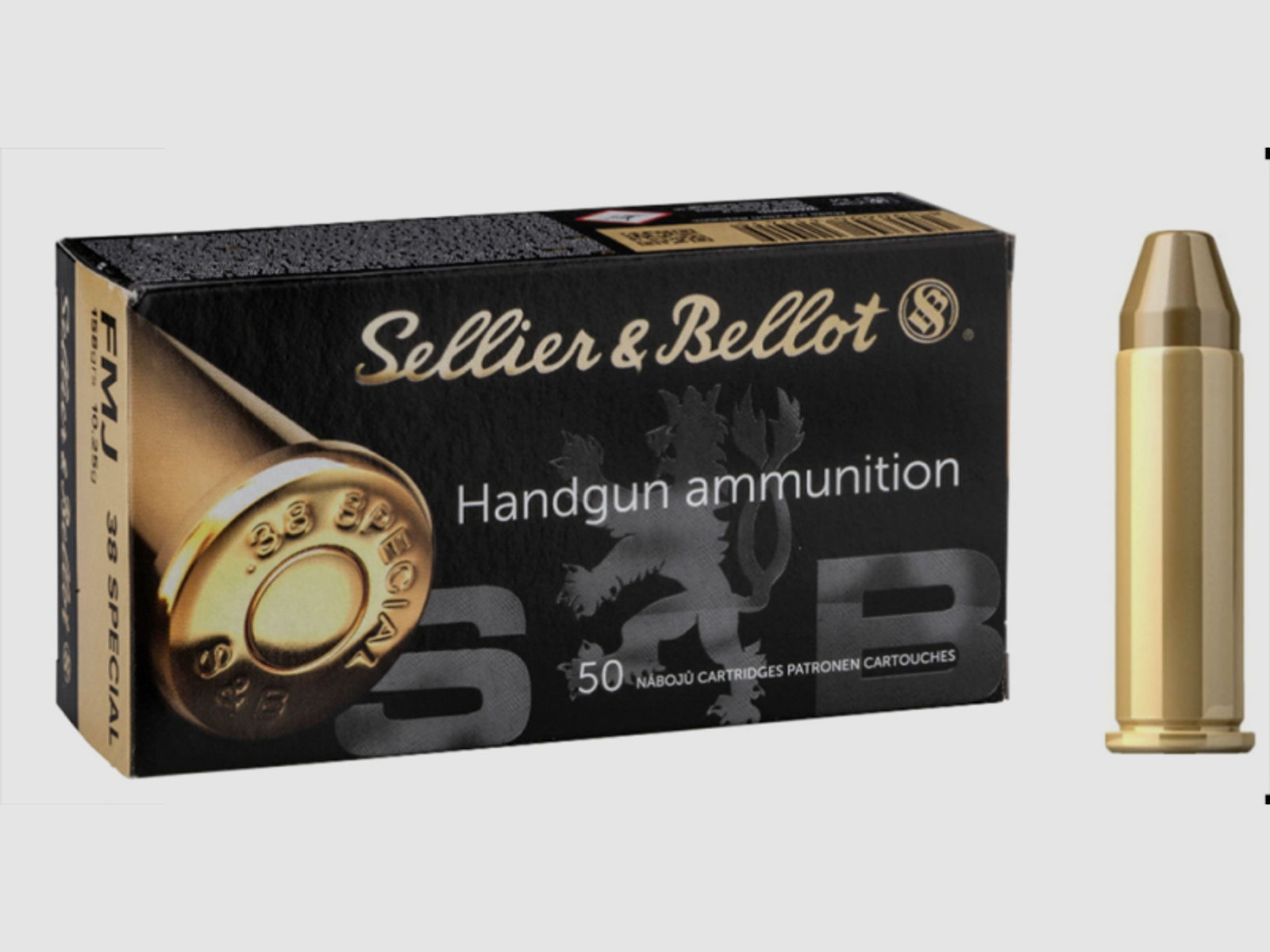 50 Schuss S&B Sellier & Bellot .38 Special Vollmantel 10,24g 158gr FMJ Revolver Patronen Sport SuB