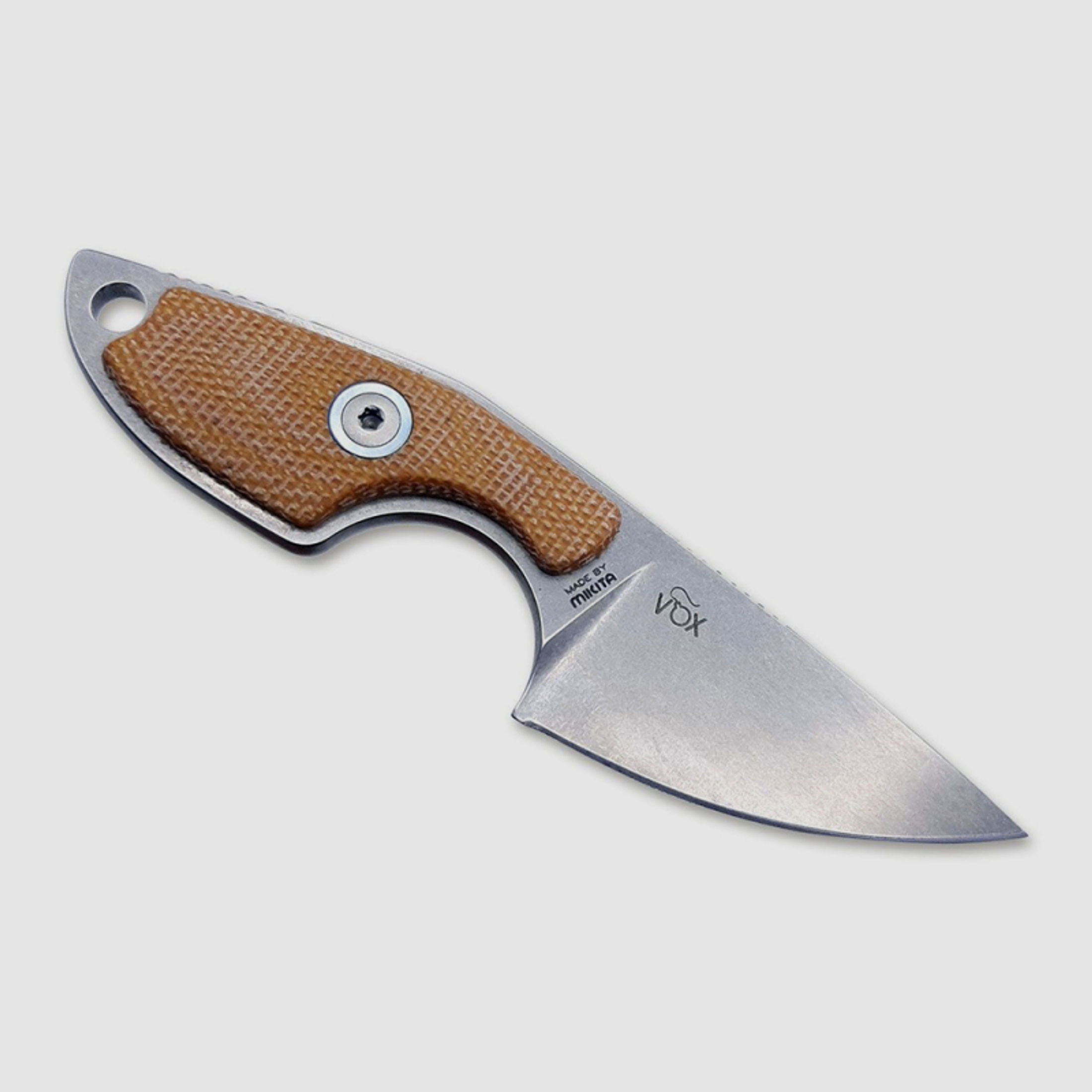 1 x MKM Mikro 1 Neck Knife | Feststehendes Messer 5,0cm Klinge M390 Stahl Micarta Griffschalen Braun