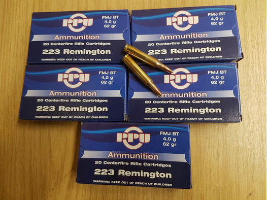 .223 Remington/62grs. FMJBT PPU 100 stk.