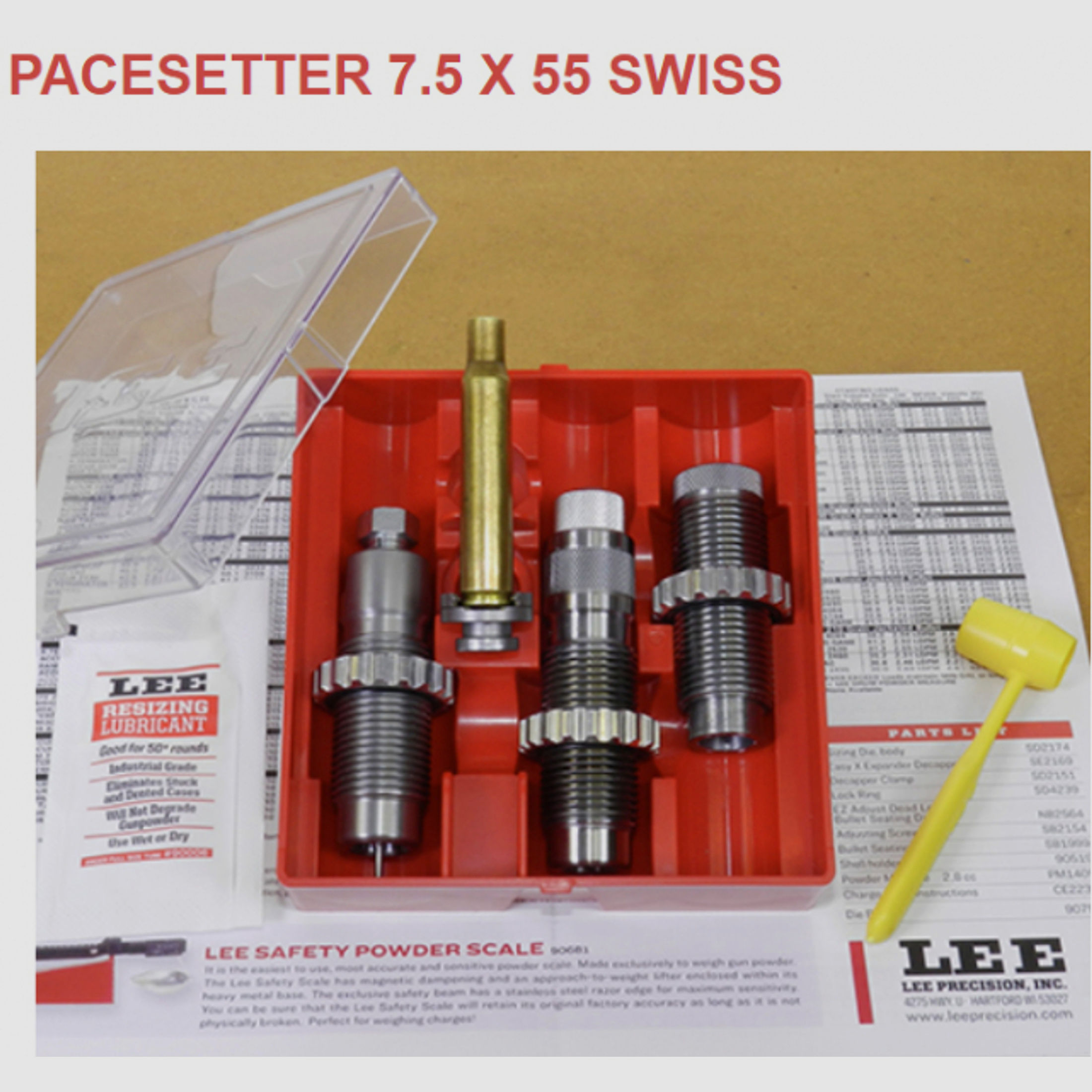 LEE 3-Die-Pacesetter Langwaffen Matrizensatz-SET Full-Length | 7,5x55 SWISS 7.5 x 55 | #90767 NEU