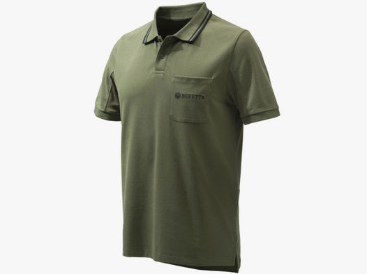 -20% BERETTA Poloshirt Airmesh grün 95% Baumwolle Kurzarm mit Brusttasche gesticktes Logo Größe: L