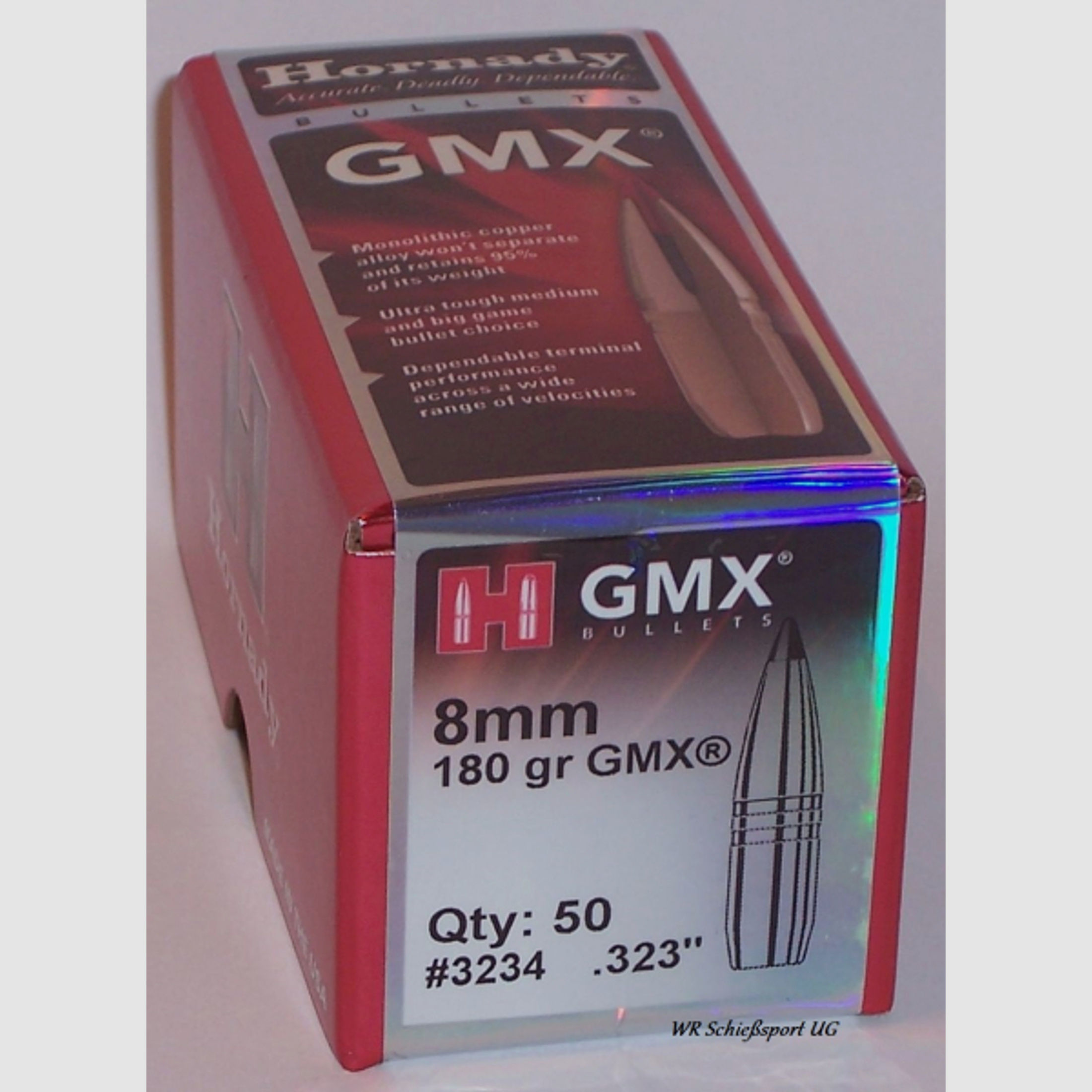 50St. HORNADY 8mm(.323) - 180 - GMX - #3234 - Versand ab 6,00