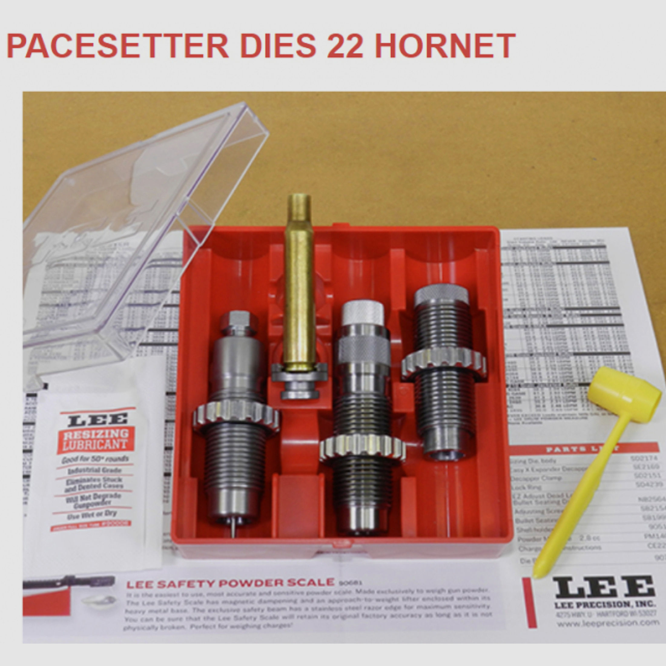 LEE 3-Die-Pacesetter Langwaffen Matrizensatz-SET Full-Length | .22 Hornet - 22 HORNET | #90500 NEU