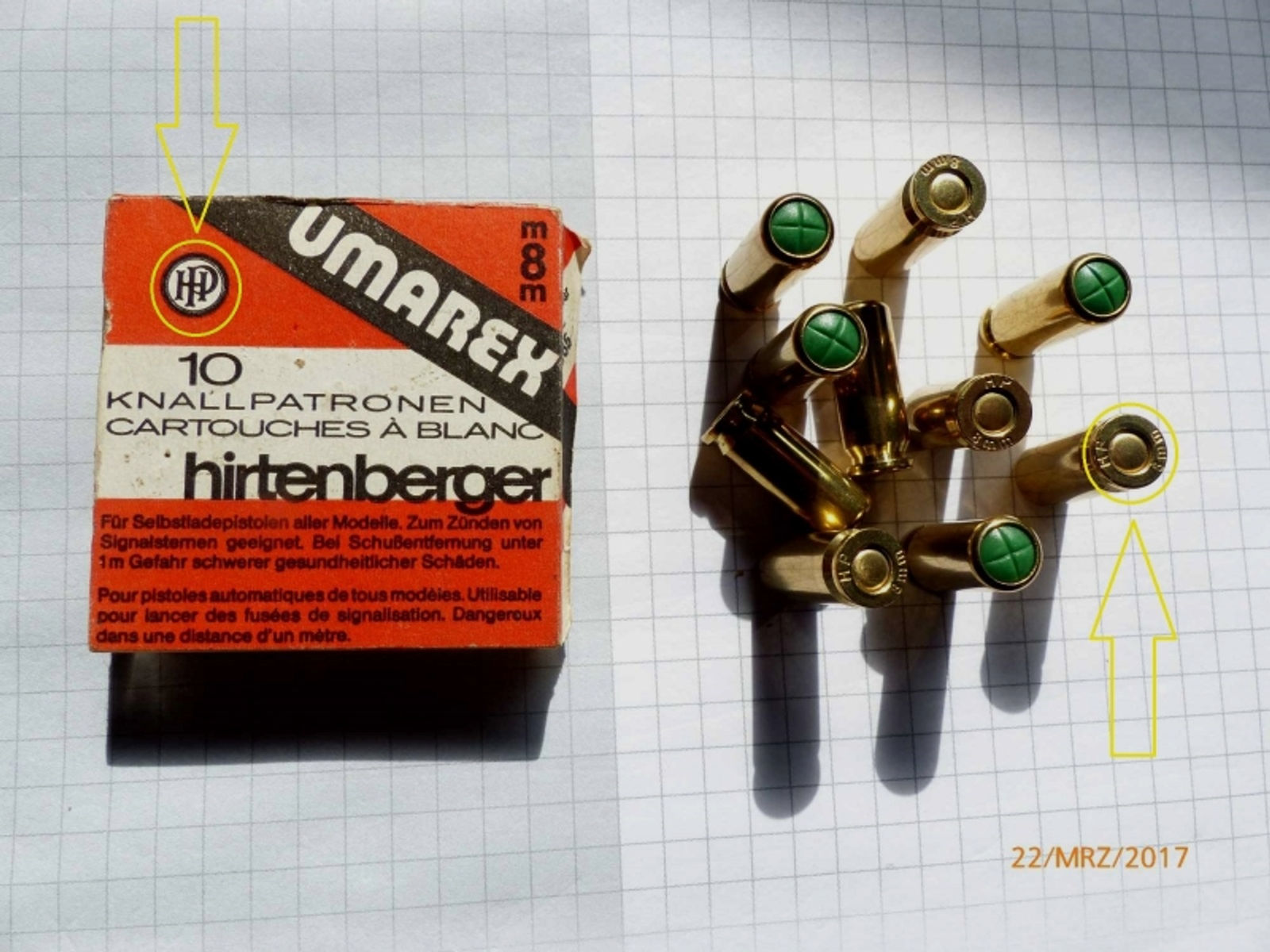 Rarität ! HP Platzpatronen Kal.8mm(600 Bar)vom Qualitätshersteller Hirtenberger NEU !