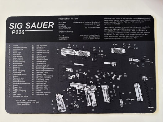 Sig Sauer P226 Reinigungsmatte Mousepad Unterlage 43x28cm Öl- und Rutschfest