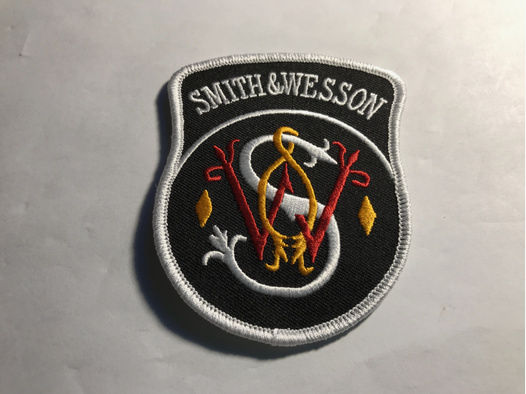 Aufnäher Smith&Wesson, Wappenform, schwarz