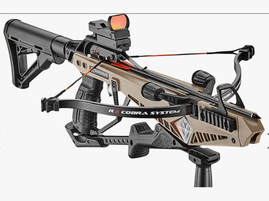 230 fps Recurve-Pistolenarmbrust: Cobra RX 130 lbs in schwarz-sandfarben, von Ek Archery Set Deluxe