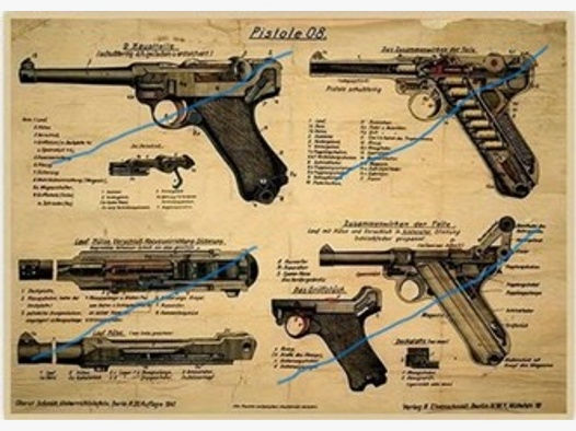 Historische Schautafel Pistole Mauser 08