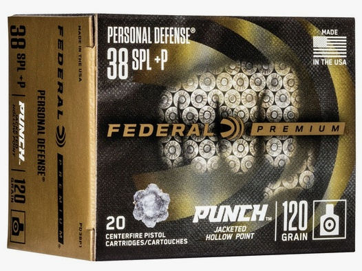 FEDERAL PD38P1 PREMIUM .38 SPECIAL 120GR PUNCH JHP 20/200/51