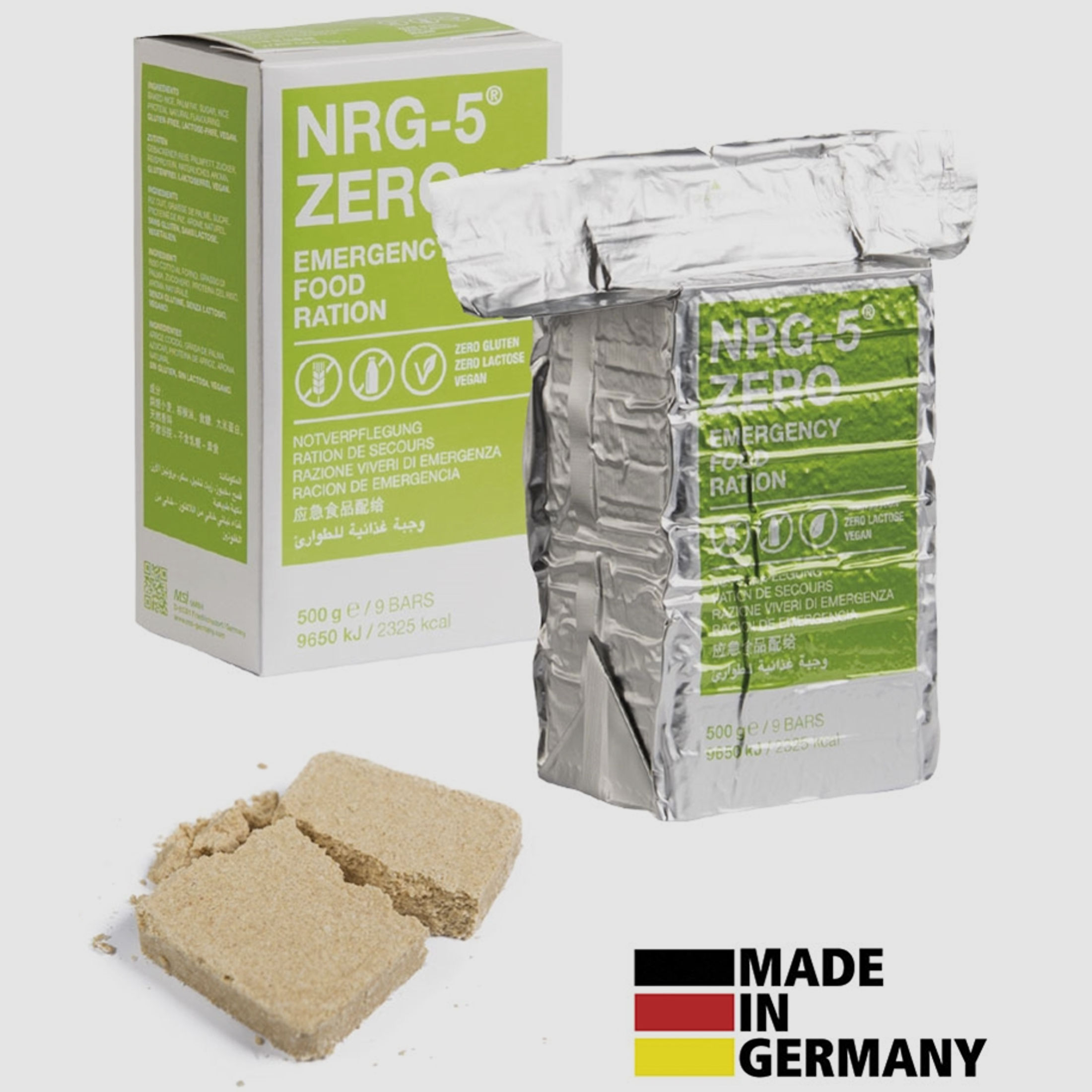 Notverpflegung, NRG-5 ZERO, 500 g, (9 Riegel) gluten- und laktosefrei