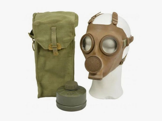 Belgische Armee Belgische ABC Schutzmaske M51 Filter und Tasche gebraucht oliv