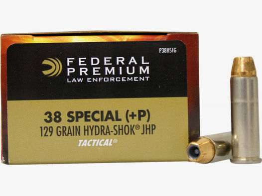 Federal Premium .38 Special +P 8,36g - 129grs Federal Hydra-Shok JHP Revolvermunition #P38HS1