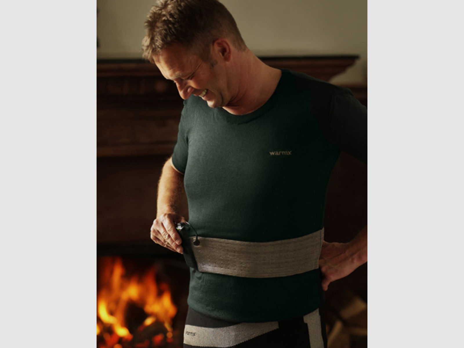 WarmX Undershirt 1/4-Arm beheizbares Unterhemd Funktionsunterwäsche Unterwäsche Herren Schwarz 54 Ba