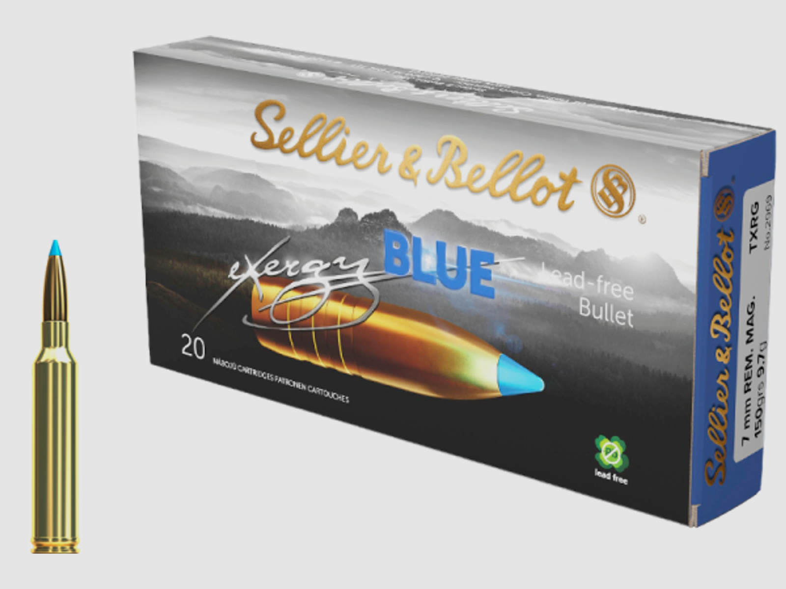 Sellier & Bellot eXergy Blue 7mm Rem Mag TXRG 150 grs Büchsenpatronen