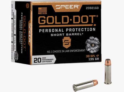 Speer Gold Dot Short Barrel Personal Protection .38 Special +P Speer Gold Dot HP SB 135 grs Revolver
