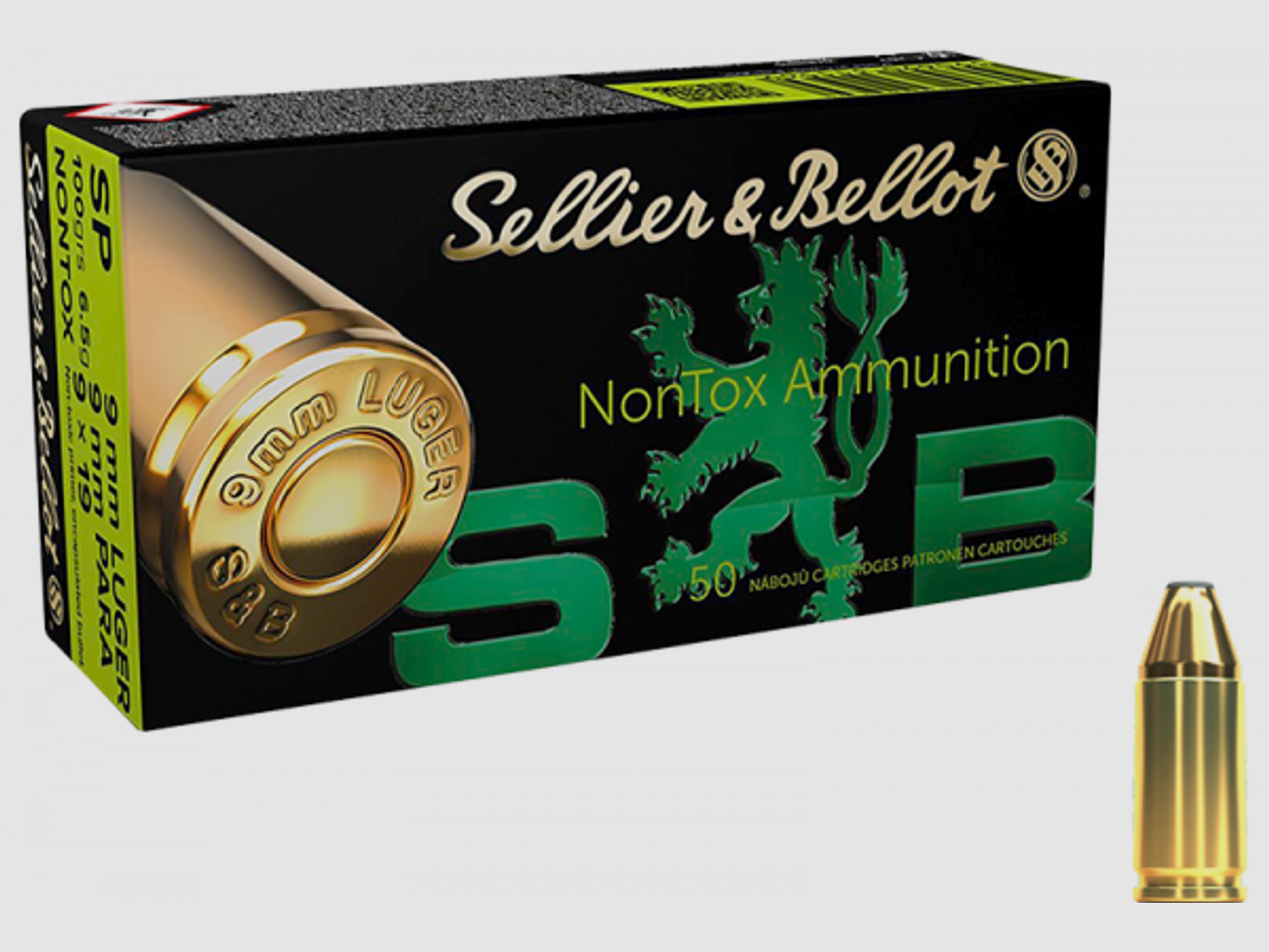 Sellier & Bellot NonTox 9mm Luger (9x19) SP 100 grs Pistolenpatronen