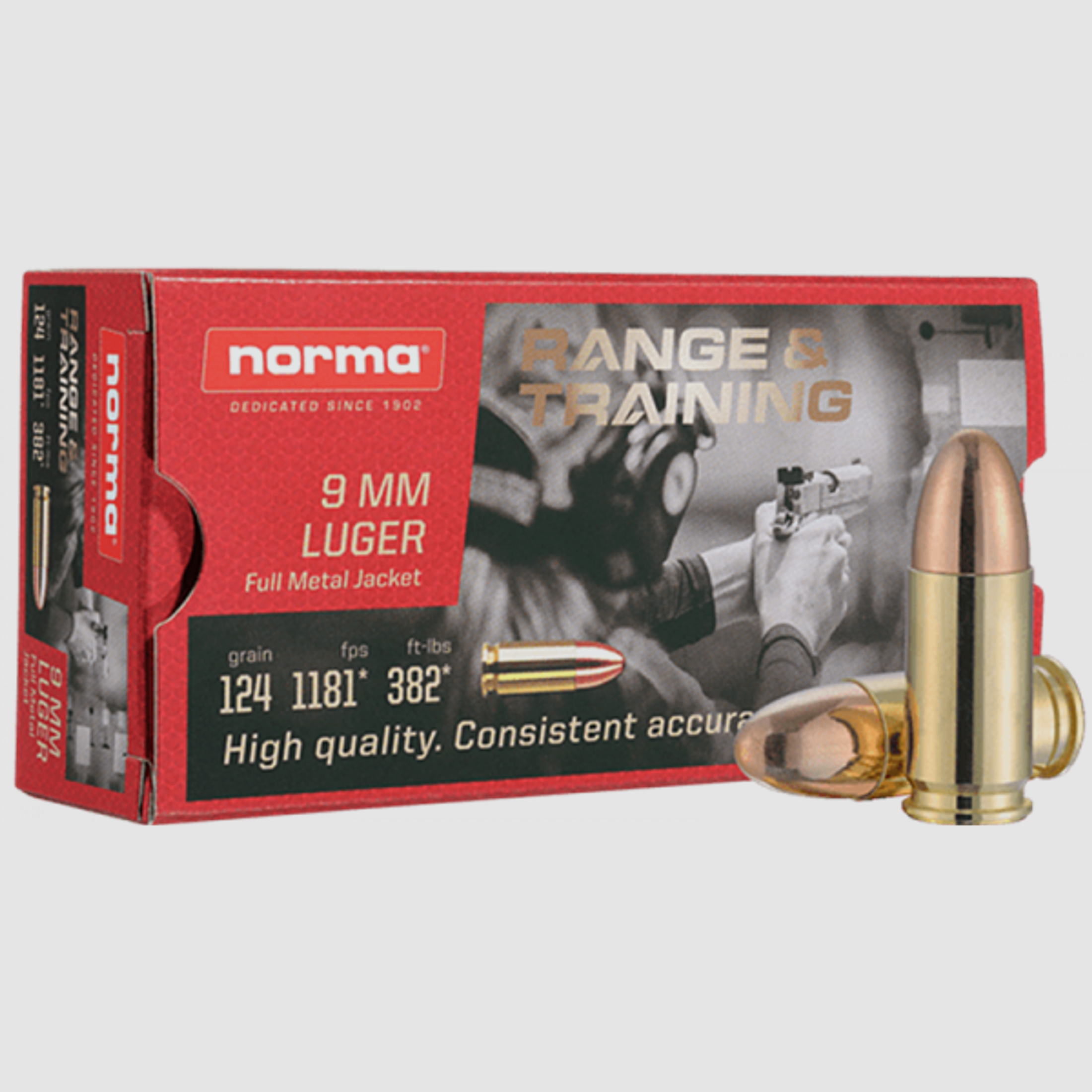 Norma Range Training 9mm Luger (9x19) FMJ 124 grs Pistolenpatronen