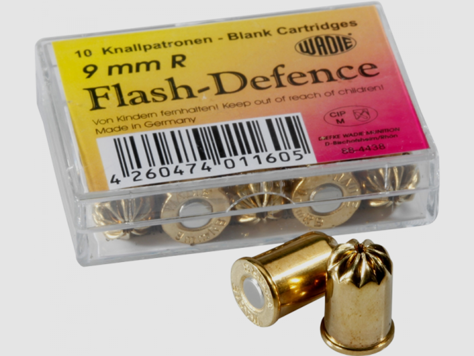 Wadie 9 mm R Knall Flash-Defense Schreckschusspatronen
