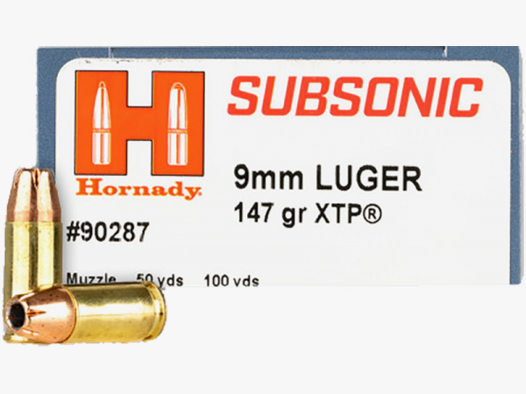 Hornady Subsonic 9mm Luger (9x19) XTP 147 grs Pistolenpatronen