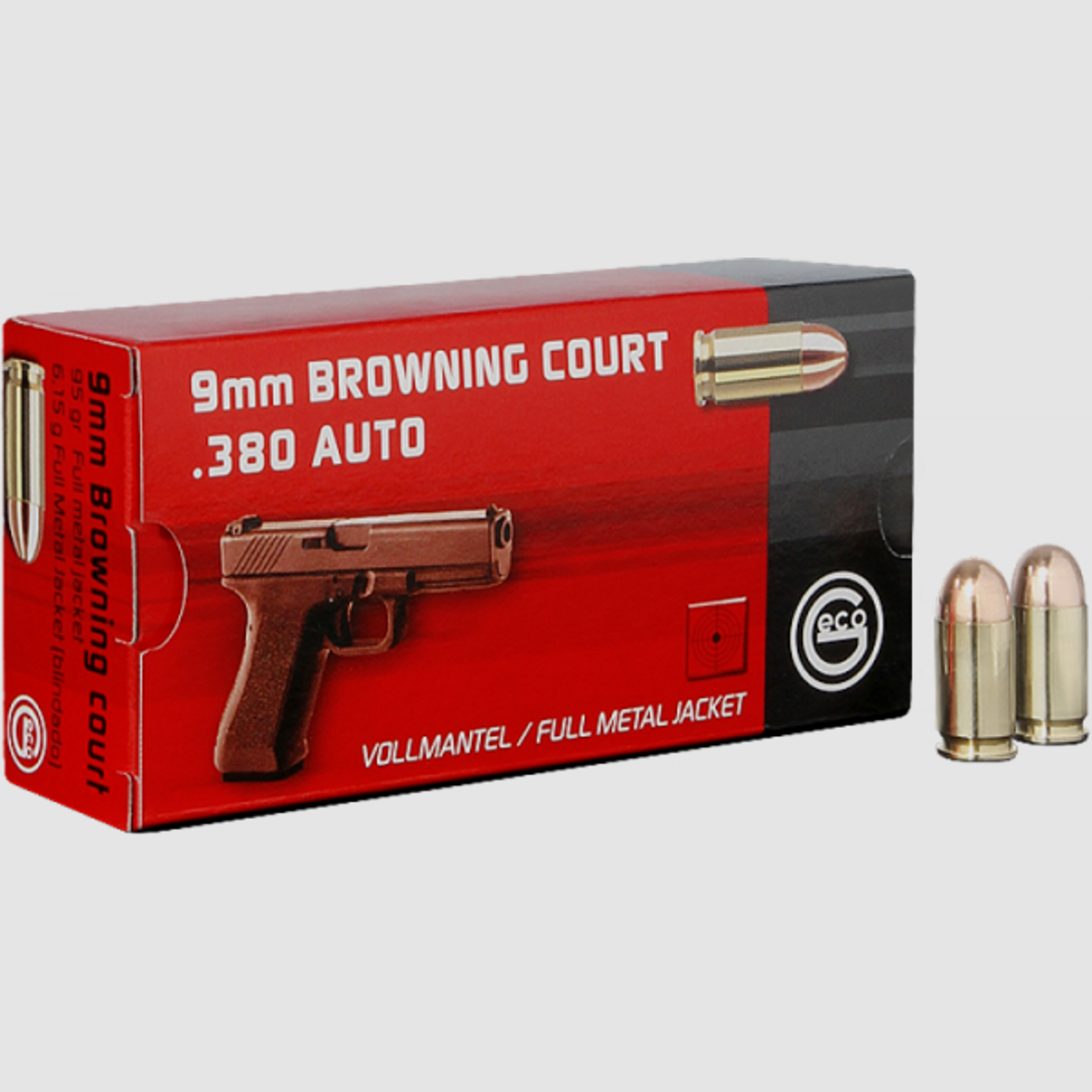 Geco Standard 9mm Browning Kurz (.380 ACP) FMJ RN 95 grs Pistolenpatronen