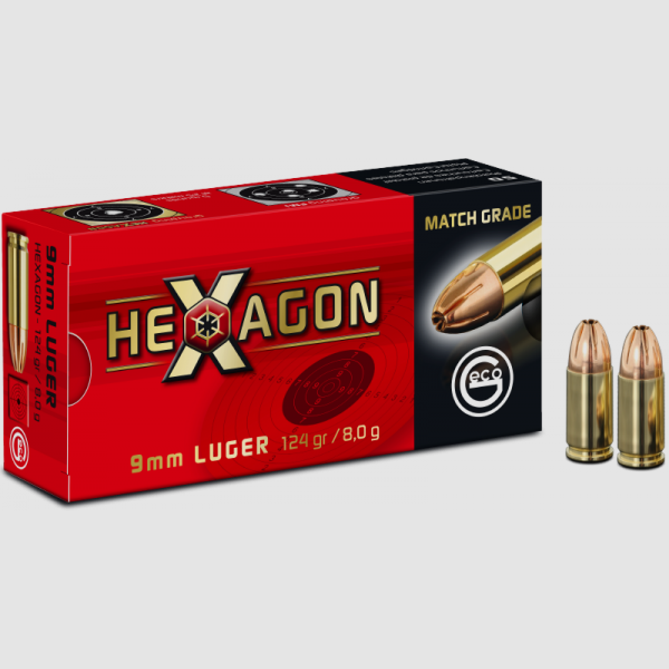 Geco Hexagon 9mm Luger (9x19) 124 grs Pistolenpatronen