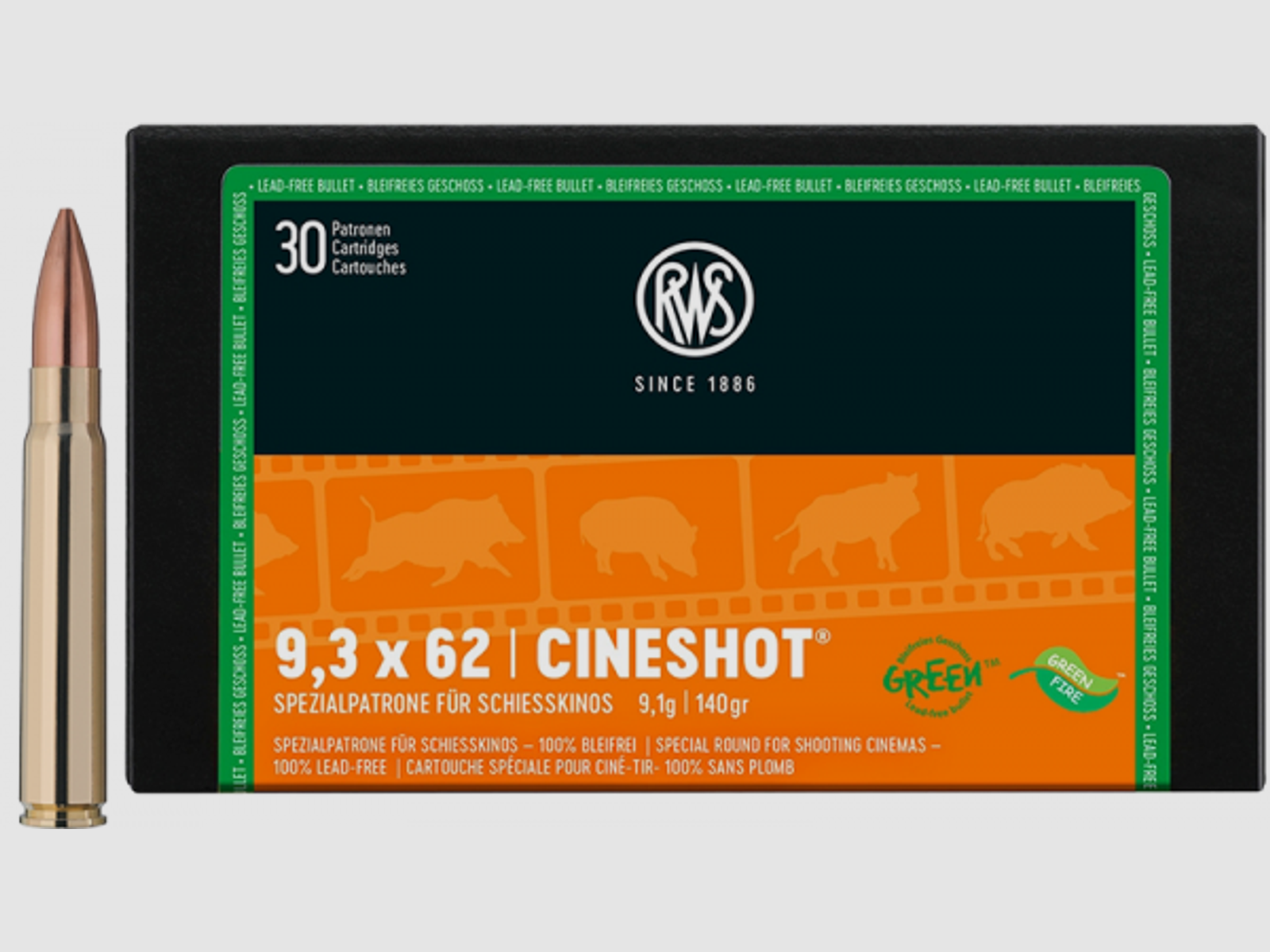 RWS Cineshot 9,3x62 CS bleifrei 140 grs Büchsenpatronen