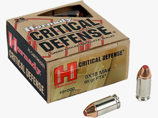 Hornady Critical Defense 9mm Makarov (9x18) FTX 95 grs Pistolenpatronen