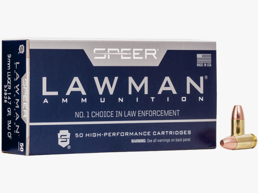 Speer LE Lawman Clean-Fire 9mm Luger (9x19) TFMJ Flat 147 grs Pistolenpatronen
