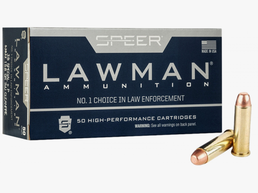 Speer LE Lawman Clean-Fire .38 Special +P TFMJ Flat 158 grs Revolverpatronen