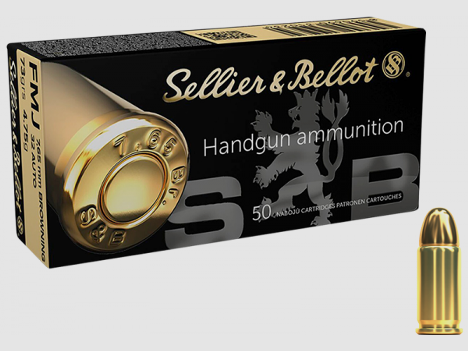 Sellier & Bellot Standard 7,65mm Browning (.32 ACP) FMJ 73 grs Pistolenpatronen