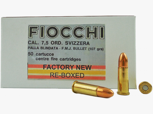 Fiocchi Old Time 7,5mm Schweizer Ordonanz FMJ 107 grs Revolverpatronen