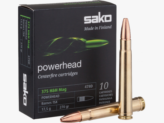 Sako Powerhead .375 H&H Mag Barnes TSX 270 grs Büchsenpatronen