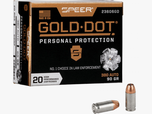 Speer Gold Dot Personal Protection 9mm Browning Kurz (.380 ACP) Speer Gold Dot HP 90 grs Pistolenpat
