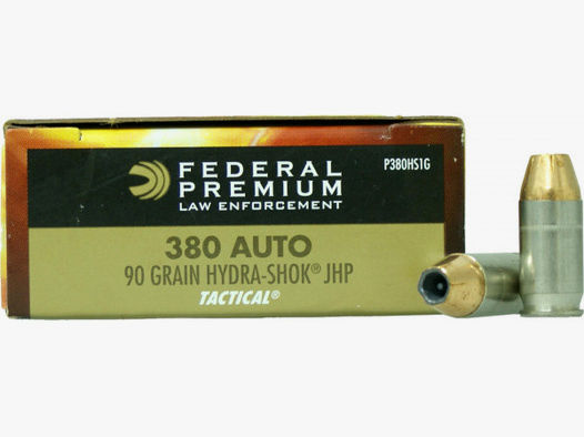 Federal Premium .380 ACP 5,83g - 90grs Federal Hydra-Shok JHP Pistolenmunition #P380HS1G