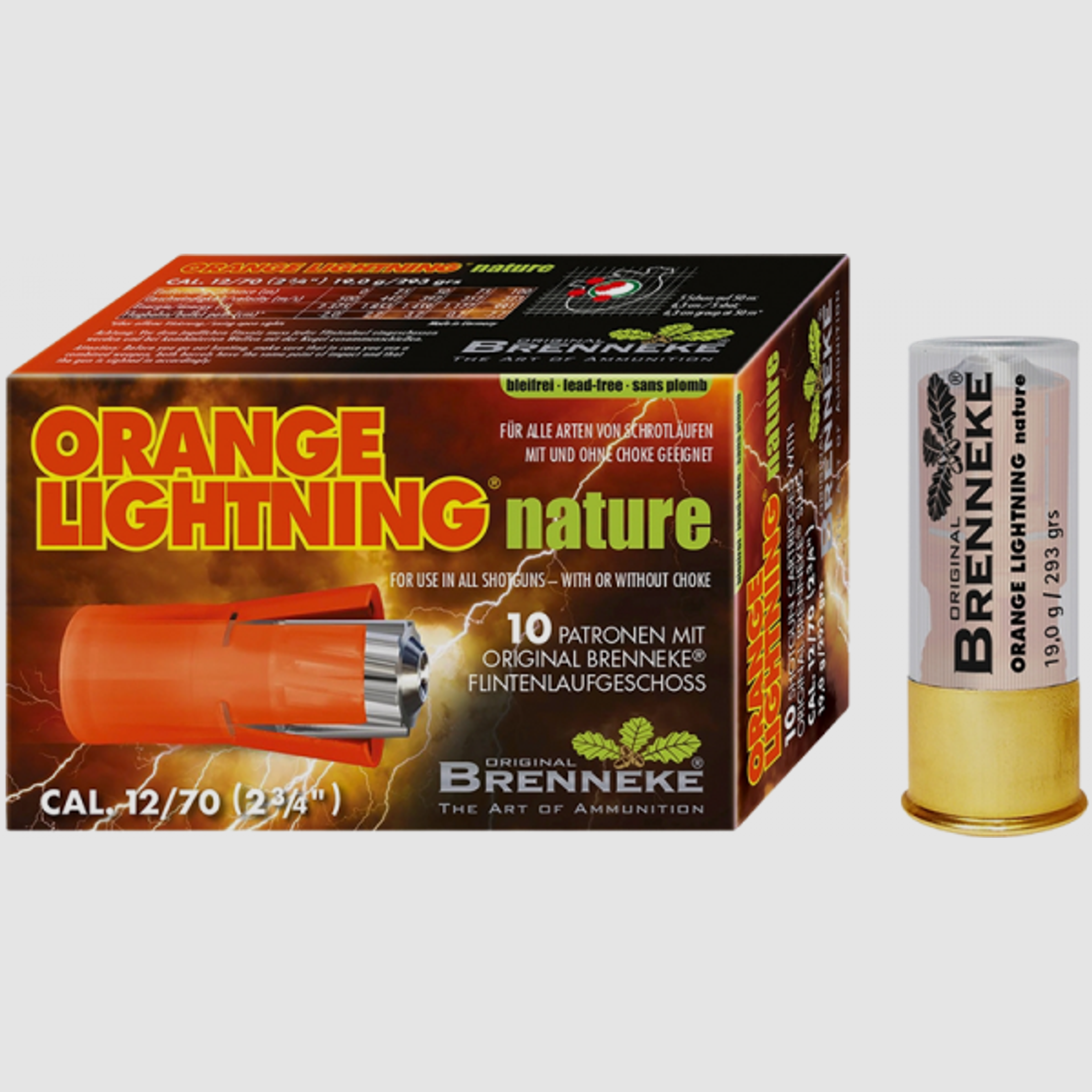 Brenneke Orange Lightning Nature 12/70 293 grs Flintenlaufgeschoss