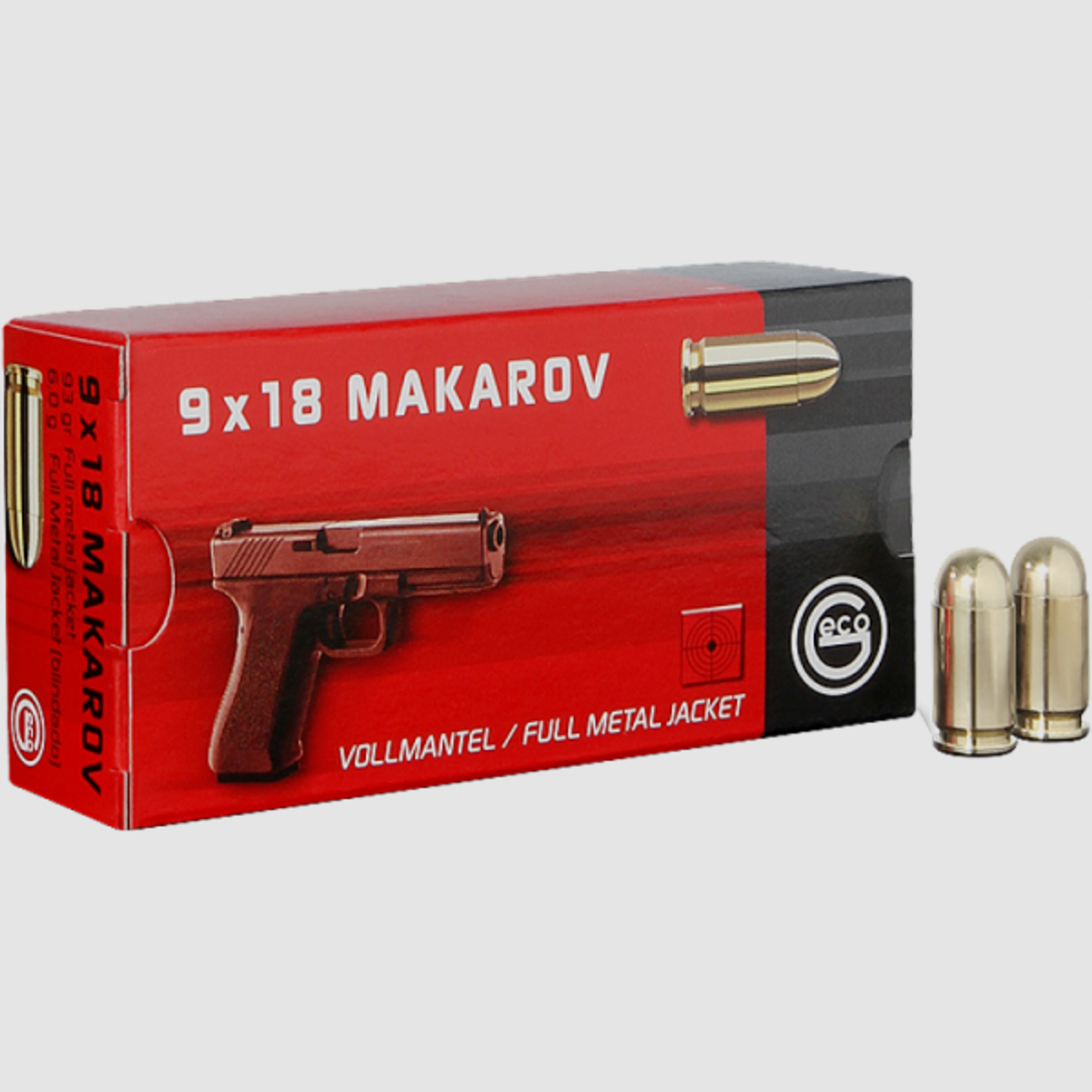 Geco Standard 9mm Makarov (9x18) FMJ RN 95 grs Pistolenpatronen
