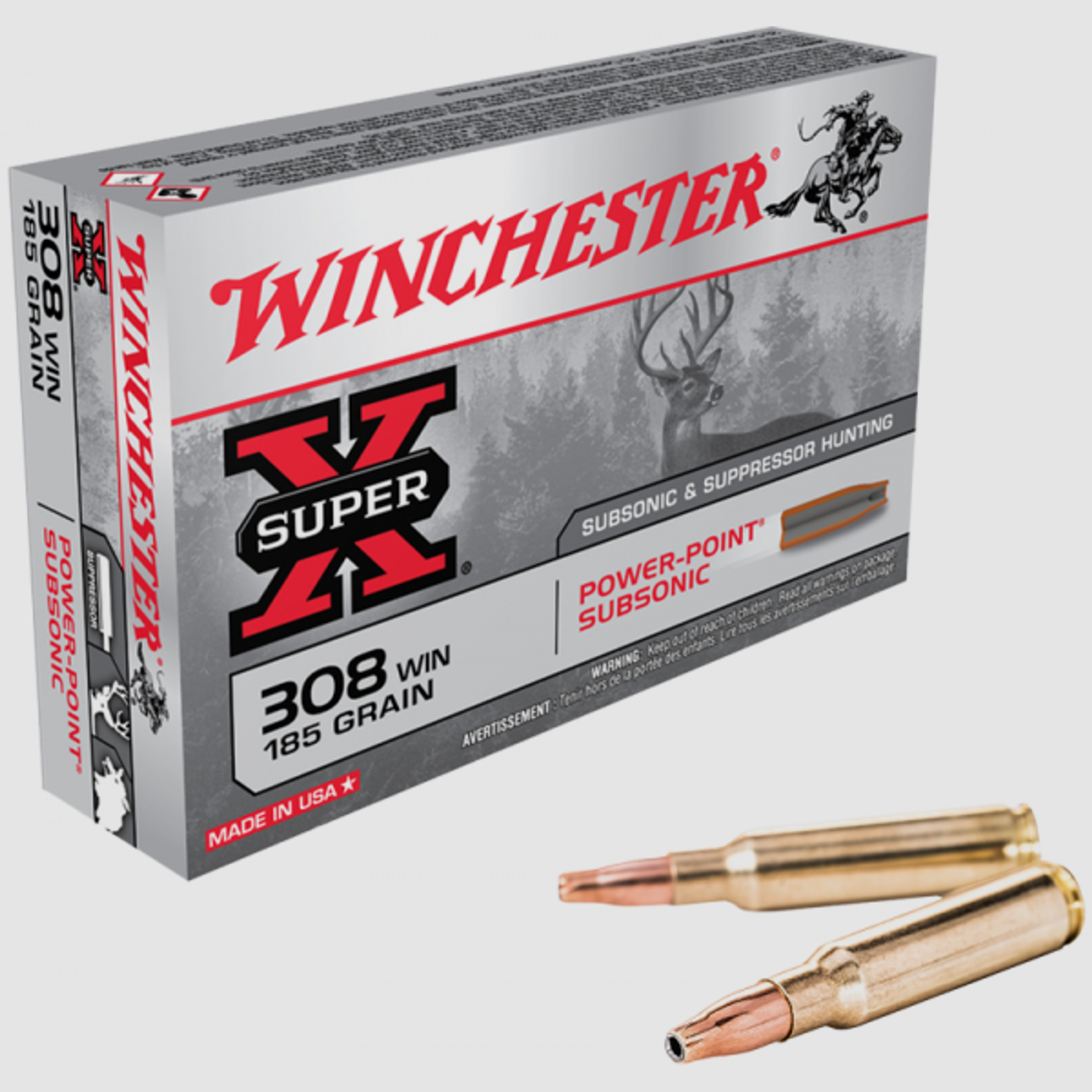 Winchester Super X .308 Win Winchester Power Point Subsonic 185 grs Büchsenpatronen