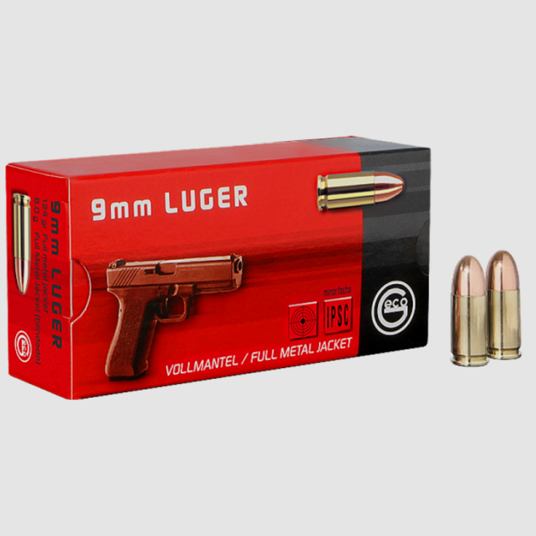 Geco Standard 9mm Luger (9x19) FMJ RN 124 grs Pistolenpatronen