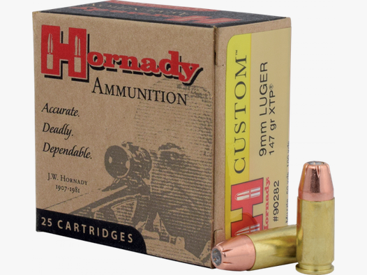Hornady Custom 9mm Luger (9x19) XTP 147 grs Pistolenpatronen