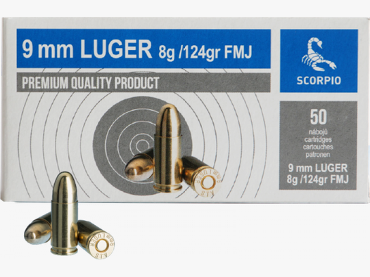 STV Scorpio 9mm Luger (9x19) FMJ 124 grs Pistolenpatronen