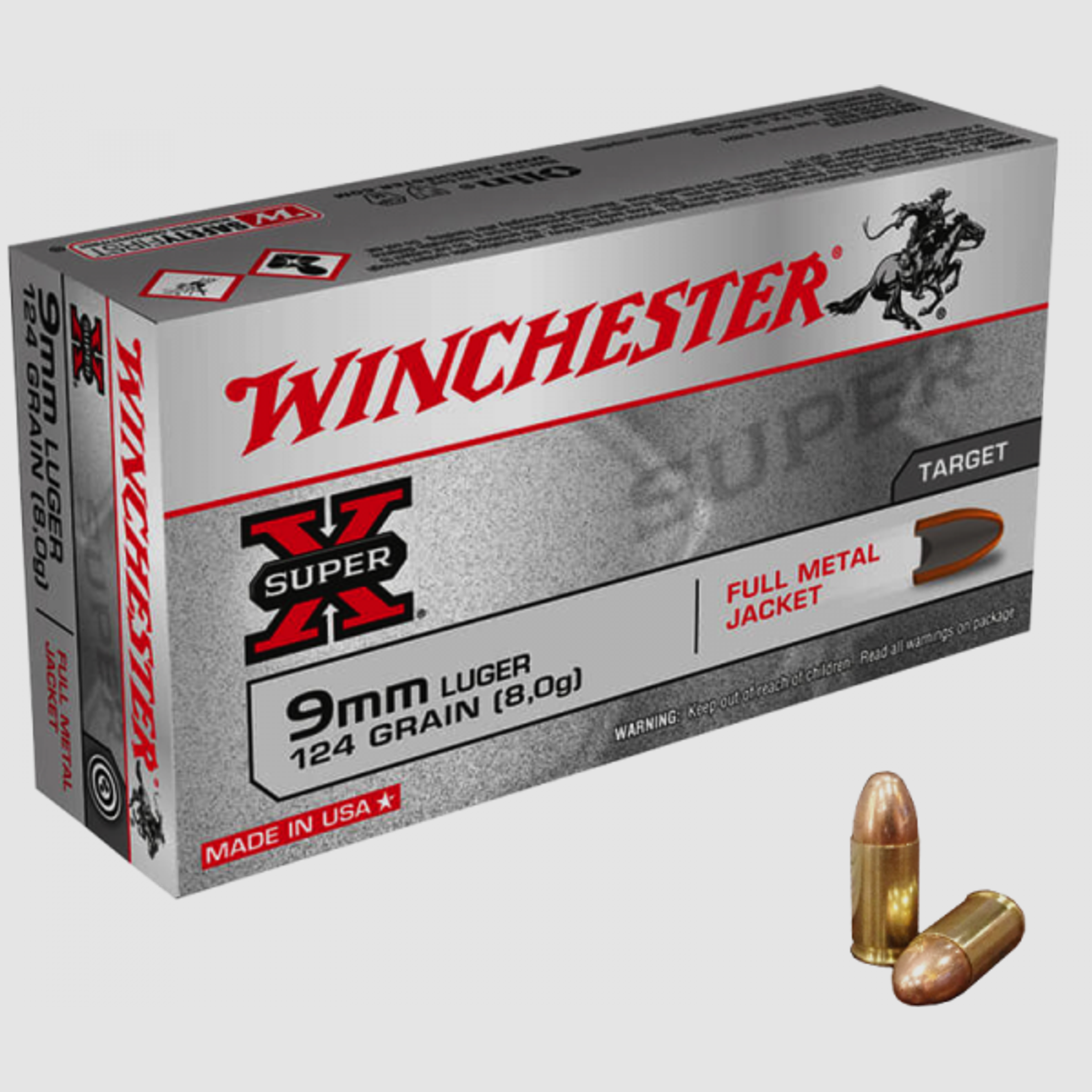 Winchester USA Full Metal Jacket 9mm Luger (9x19) FMJ 124 grs Pistolenpatronen