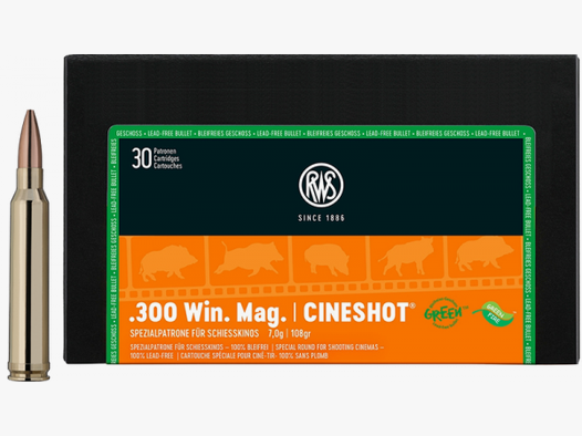 RWS Cineshot .300 Win Mag CS bleifrei 108 grs Büchsenpatronen