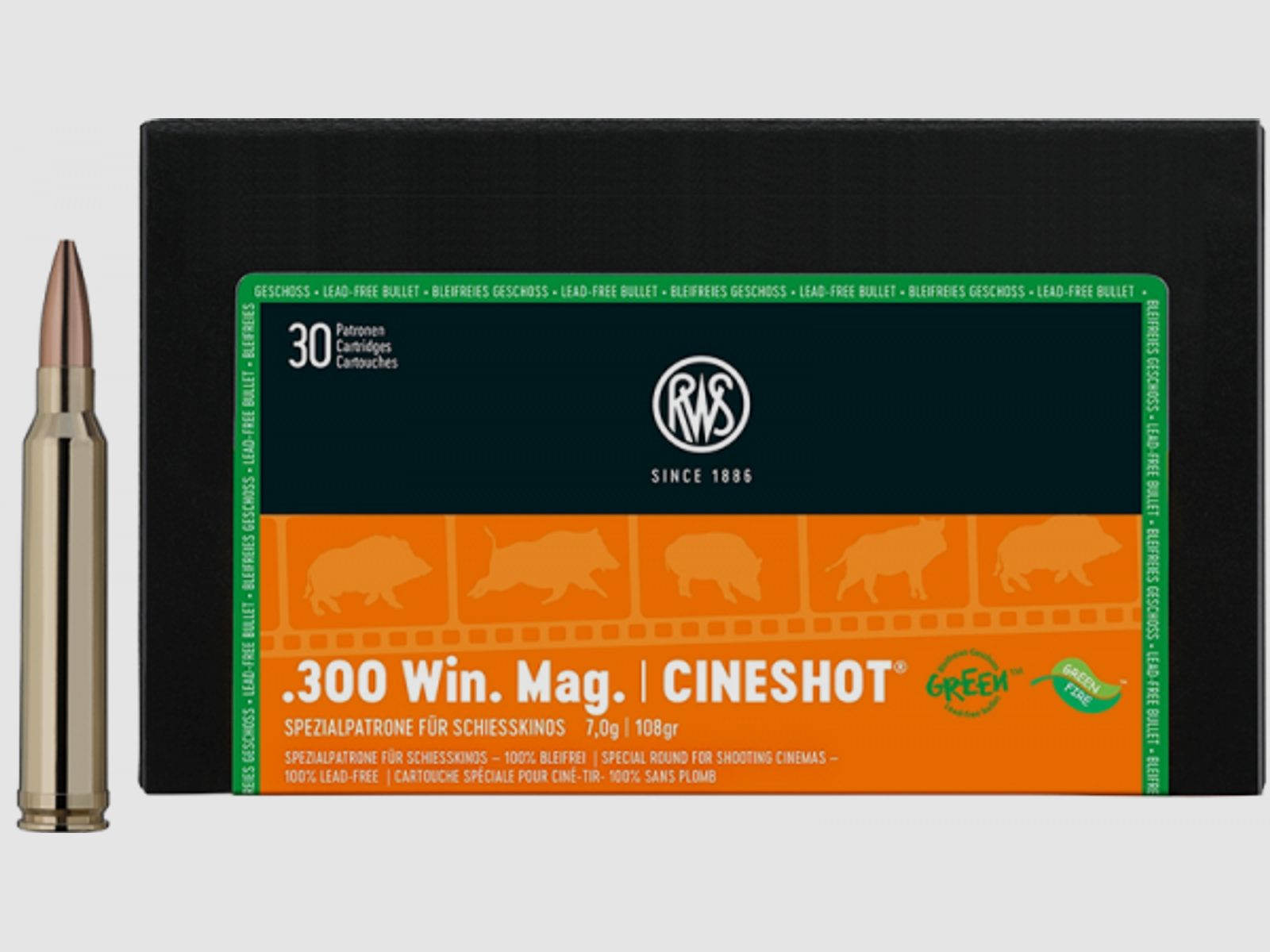 RWS Cineshot .300 Win Mag CS bleifrei 108 grs Büchsenpatronen